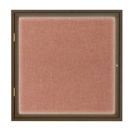 United Visual Products Single Door Slim Enclosed Radius EZ Tack Board, 42"x32", White/Blue UVRDS42EZ-BLUE-WHITE